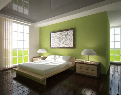 Зеленая стена в спальне: захватывающий дизайн комнаты